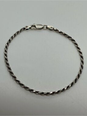 Vtg 925 Sterling Silver Classic Minimalist Twisted Rope Twist Chain Bracelet
